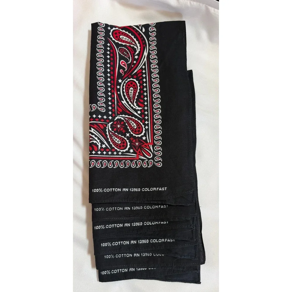 Lot of 18 Vintage Paisley Bandanas RN 13960 Paris Accessories Black Red Blue USA
